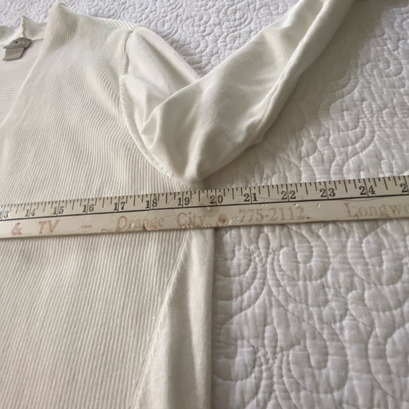 Chico's Open Front Cardigan Cream Long Sleeve Lightweight Size Medium - Picture 9 of 11